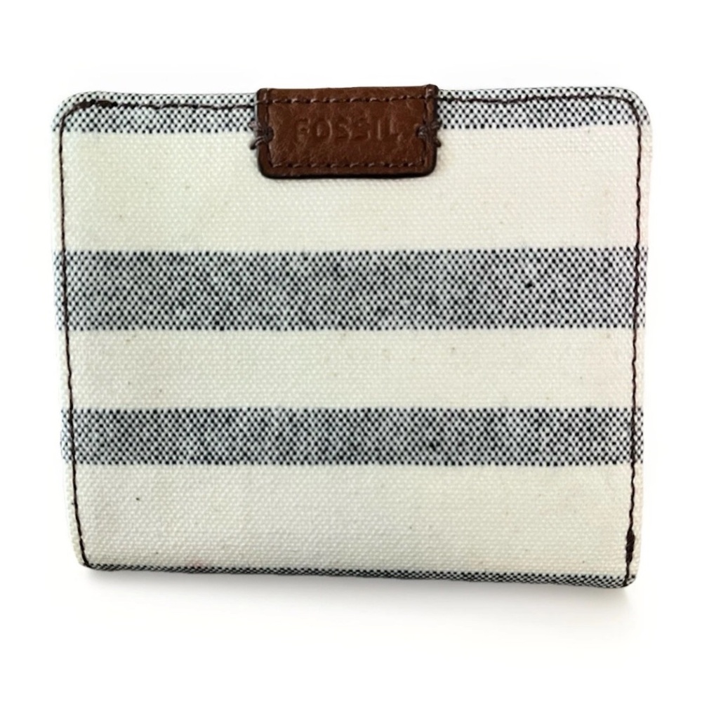 Fossil Mini Bifold Card Safe Wallet Striped, Modern, Minimalist,organizer Clutch